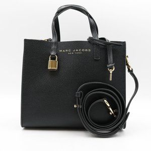 Women's Marc Jacobs New York Mini Grind Coated Leather Satchel in Black Leather